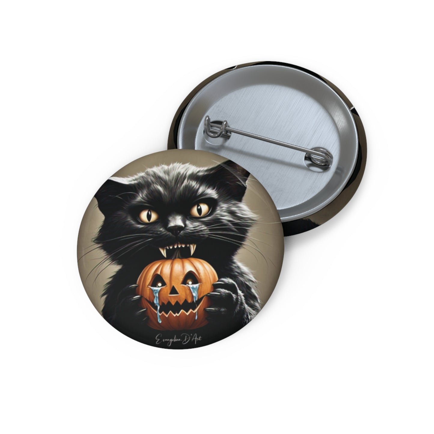 Halloween Pin Button,Scary,Black Cat,Brooch,Badge,Retro,Holiday Accessory,Spooky