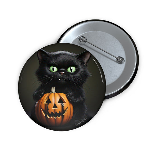 Halloween Gift,Cute Black Cat Pin Button,Cat Gift,Spooky Badge,Witchy Accessory
