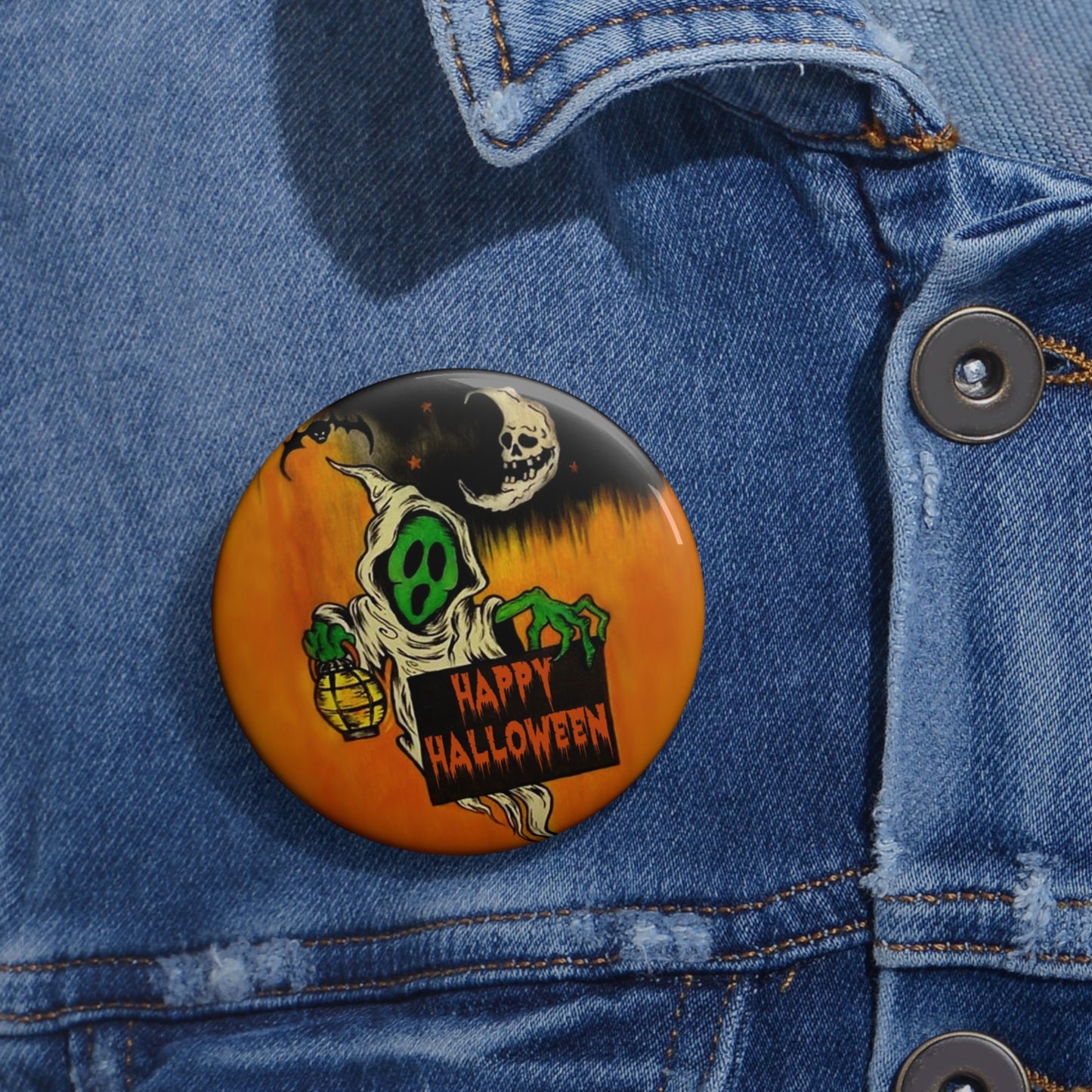 Halloween Ghost Pin Buttons,Spooky Gift,Accessories,Trick or Treat Pins,Haunted