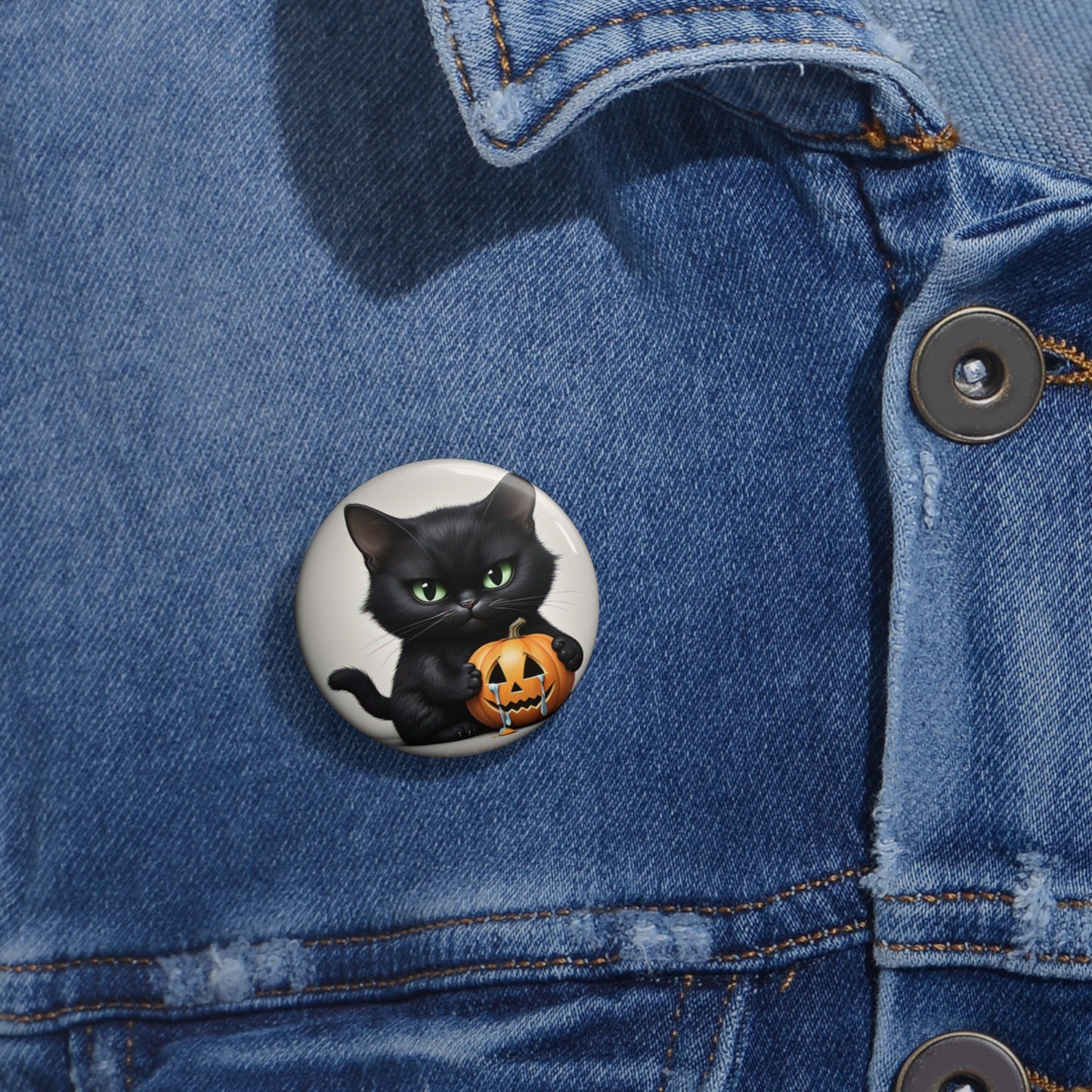 Cute Halloween Black Cat,Pin Button,Holiday Gift,Accessory,Spooky,Collectible