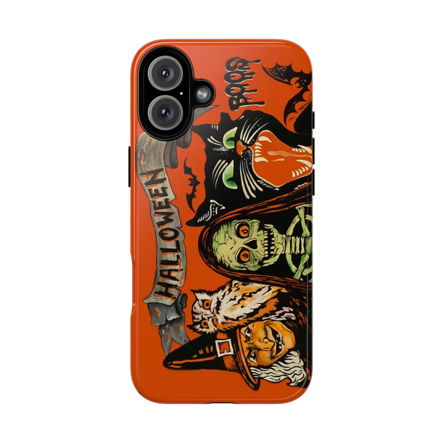 Vintage Halloween Phone Case,Tough Phone Cover,Spooky Accessory, Witch, Cat, Owl