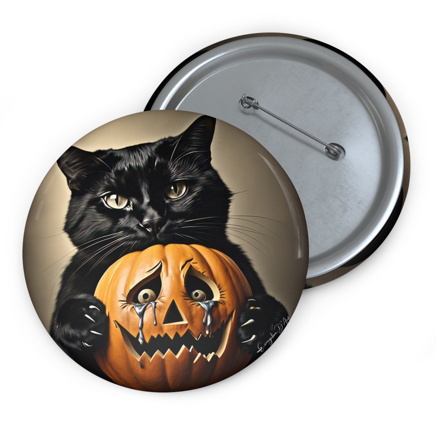 Scary Halloween Pumpkin,Cat Pin Button,Haunted,Brooch,Retro,Holiday Gift,Spooky