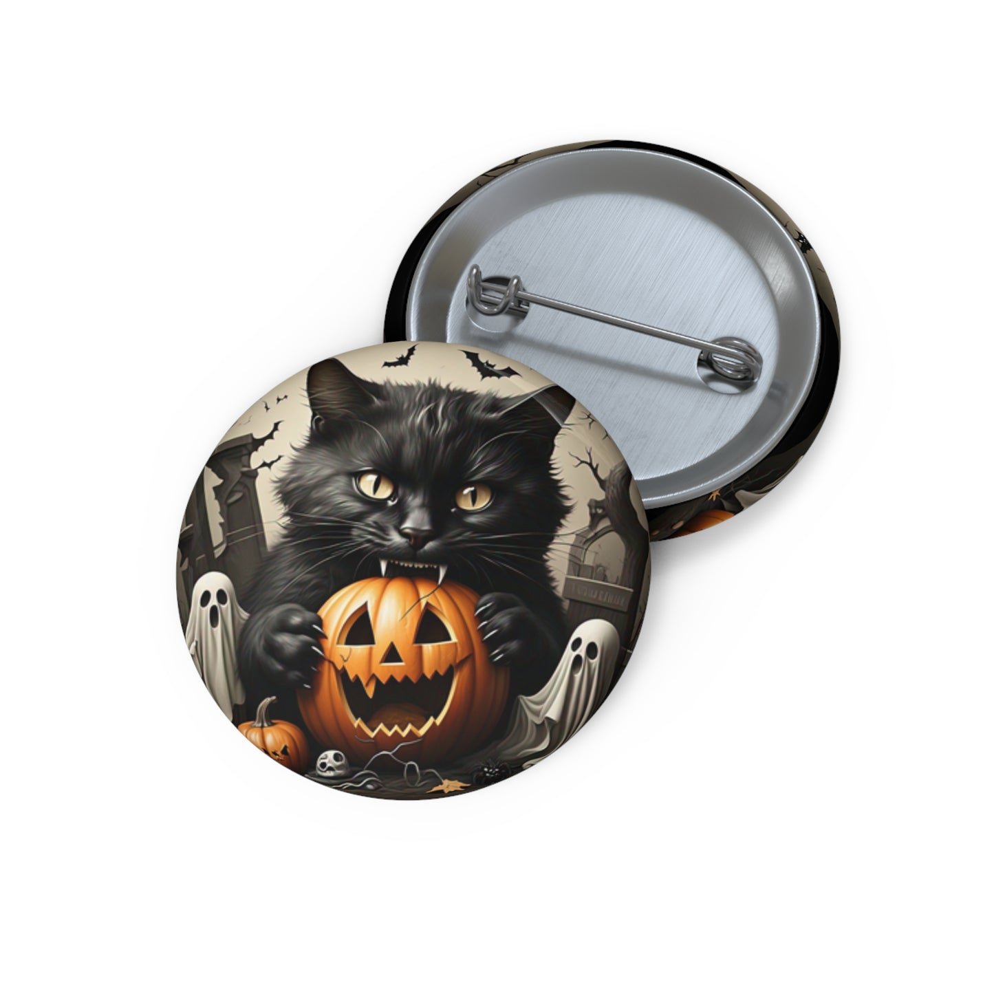 Halloween Pin Button,Spooky Black Cat,Brooch,Holiday Accessory,Halloween costume