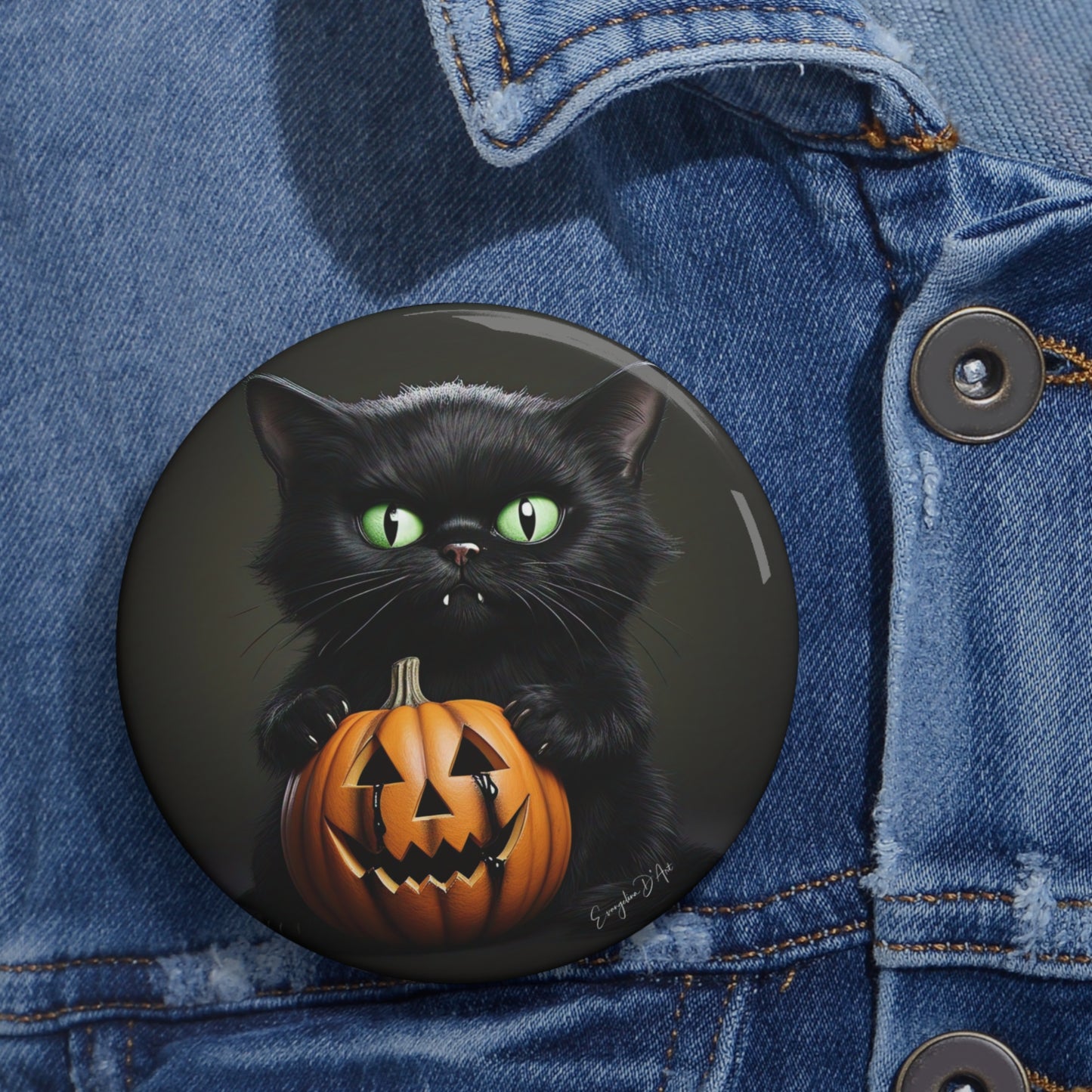 Halloween Gift,Cute Black Cat Pin Button,Cat Gift,Spooky Badge,Witchy Accessory
