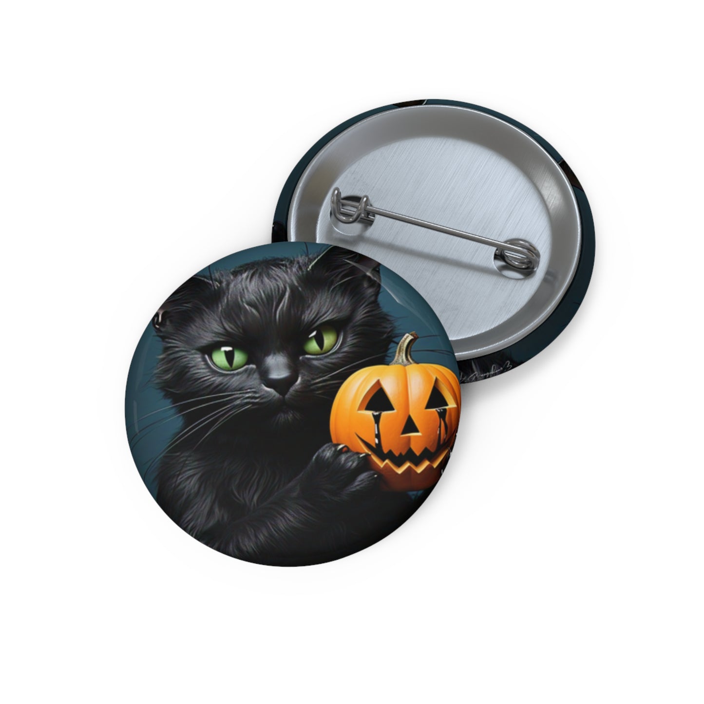Happy Halloween,Cute Black Cat,Pin Button,Halloween Badge,Spooky Gift,Creepy,Art