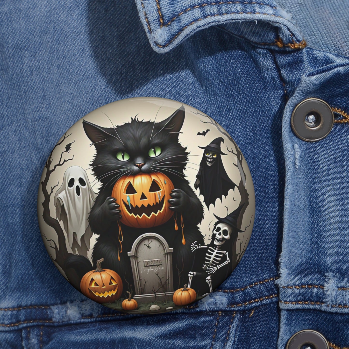 Halloween Pin Button,Spooky Accessory,Creepy Badge,Trick or Treat, Haunted, gift