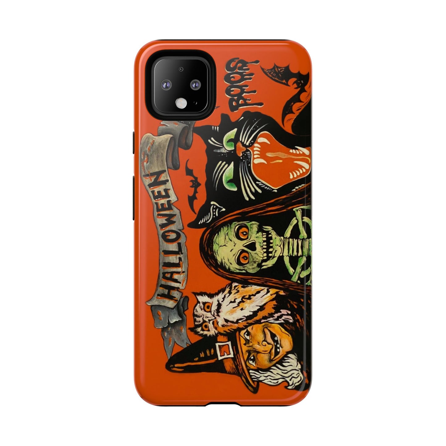 Vintage Halloween Phone Case,Tough Phone Cover,Spooky Accessory, Witch, Cat, Owl