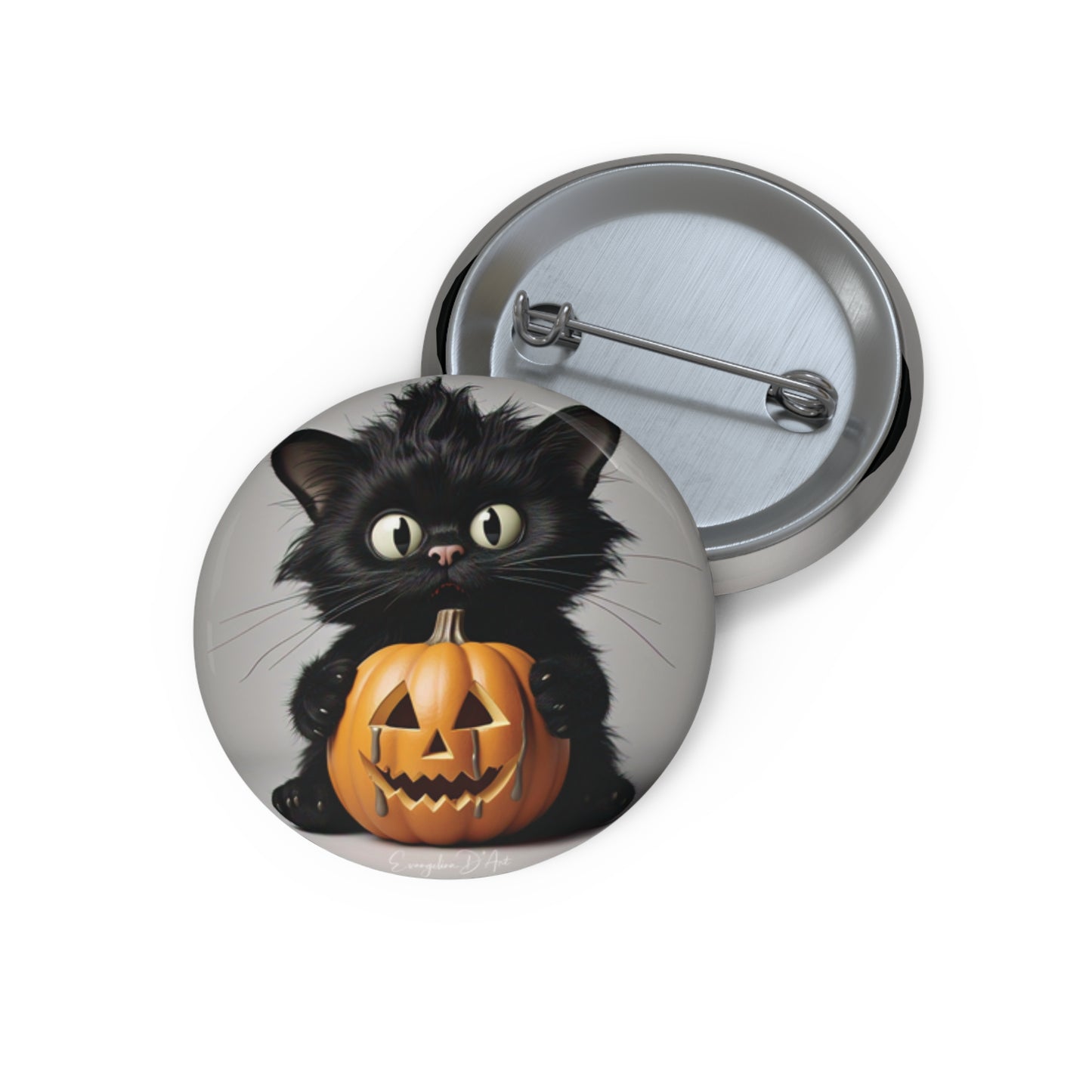Cute Black Cat,Halloween Pin Button,Scary Brooch,Custom Pin Badge,Cat Lover Gift