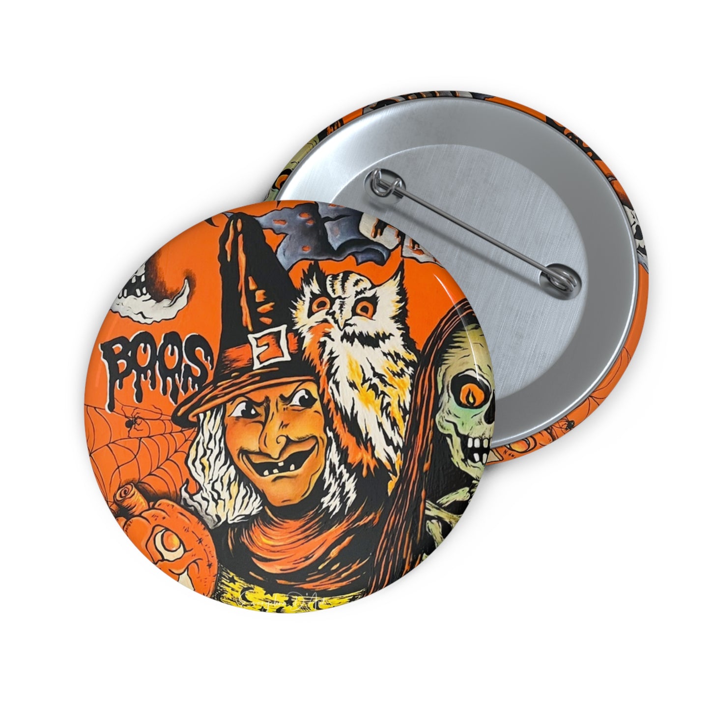 Vintage Halloween Witch Pin Button,Owl,Accessories,Halloween collectibles