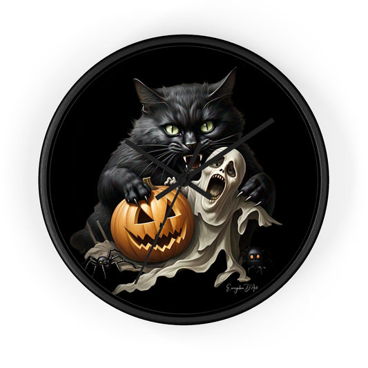 Halloween Wall Clock, Spooky Decor, Black Cat, Timepiece,Witch,Pumpkin,Ghost,Boo