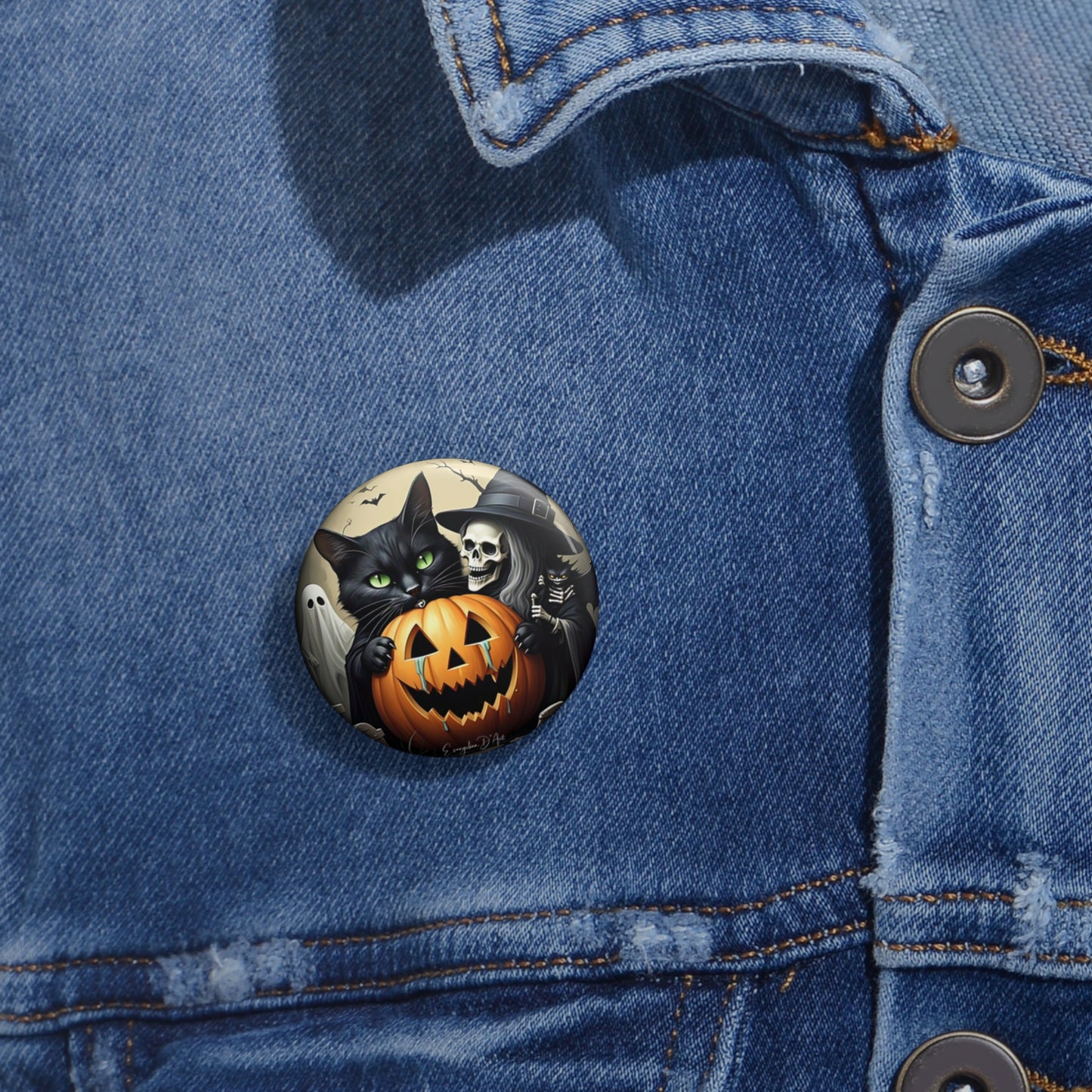 Halloween Black Cat Pin Button,Witch Brooch,Haunted,Accessory,Spooky,Ghost,Gift