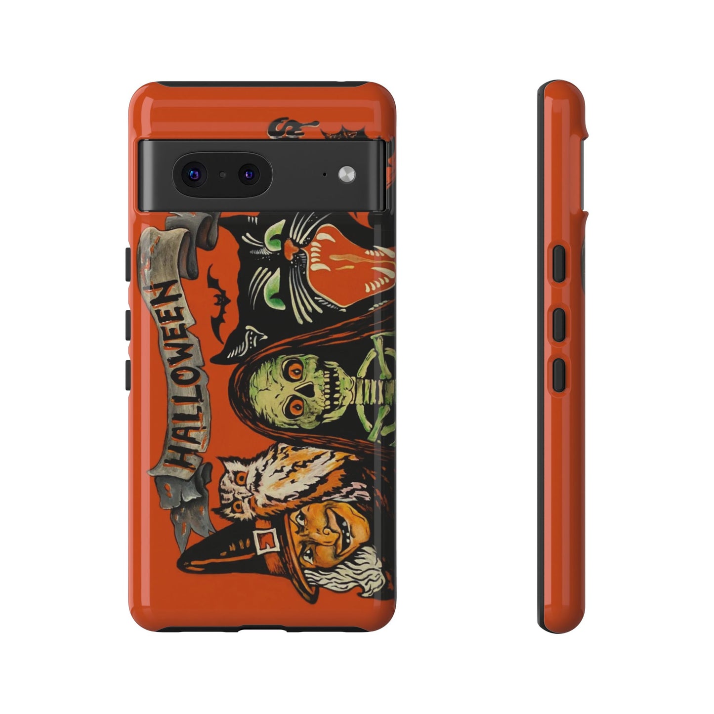 Vintage Halloween Phone Case,Tough Phone Cover,Spooky Accessory, Witch, Cat, Owl