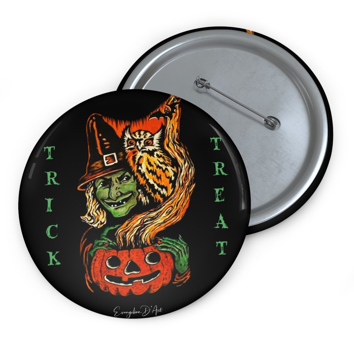 Trick or Treat Pin Button,Haunted Witch,Spooky Gift,Pumpkin,Owl,Collectibles,Boo