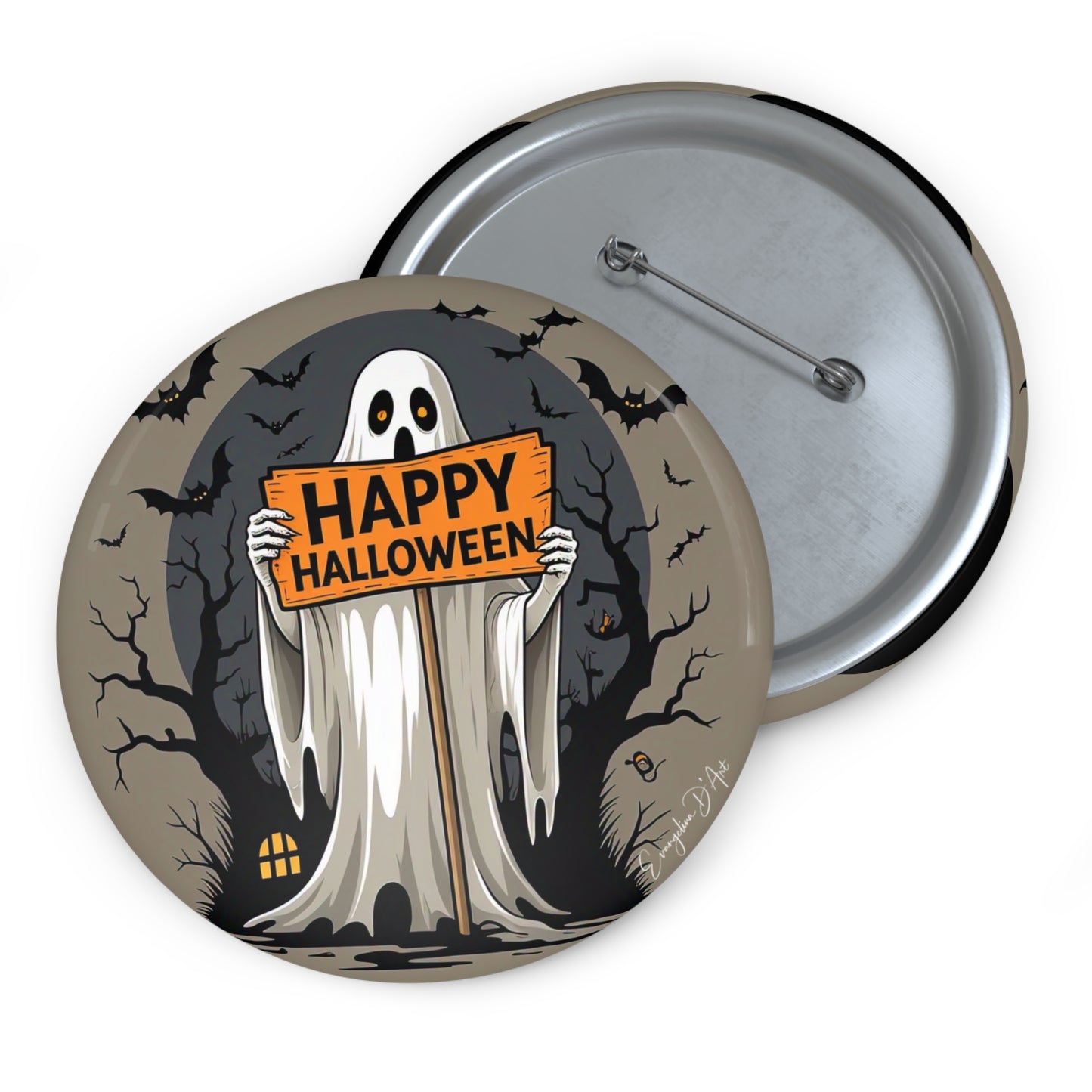 Halloween Ghost Pin Button,Spooky Brooch,Accessory,Creepy Gift,Happy Halloween
