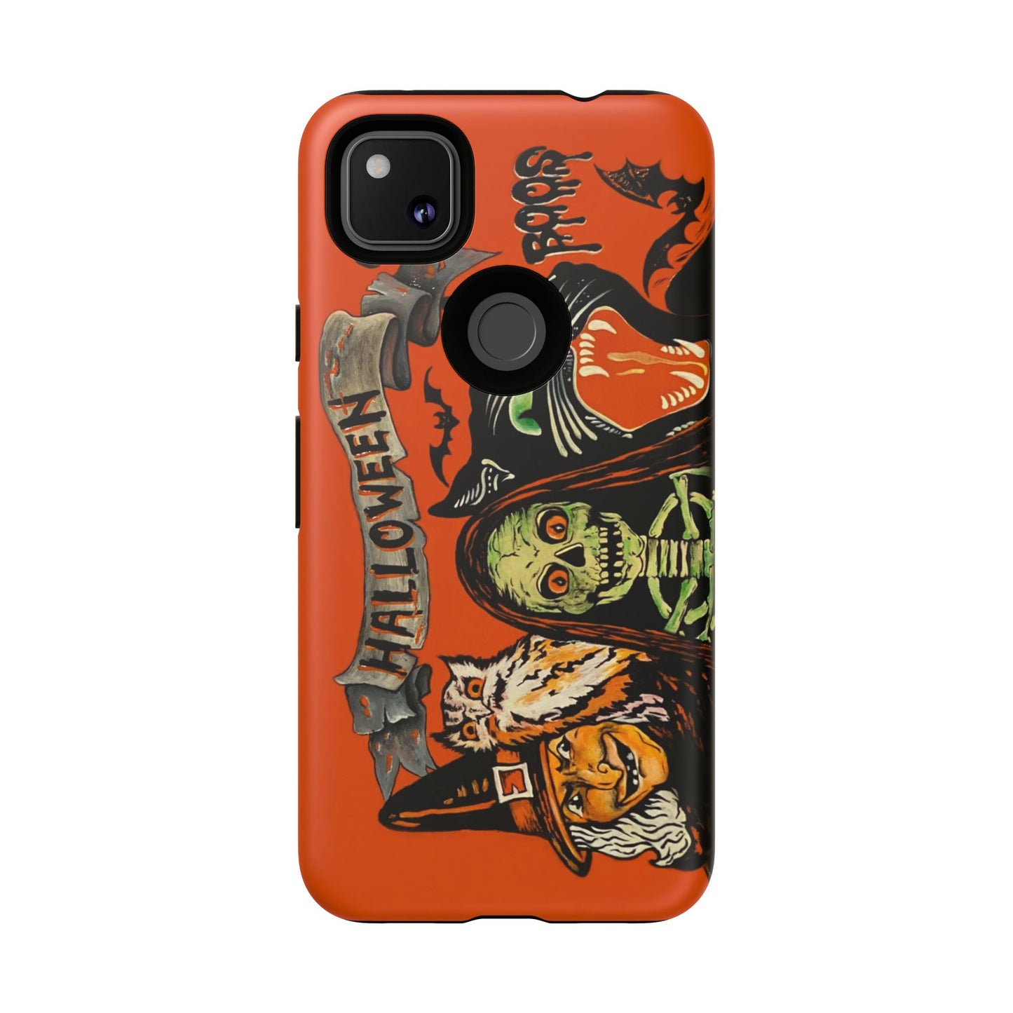 Vintage Halloween Phone Case,Tough Phone Cover,Spooky Accessory, Witch, Cat, Owl