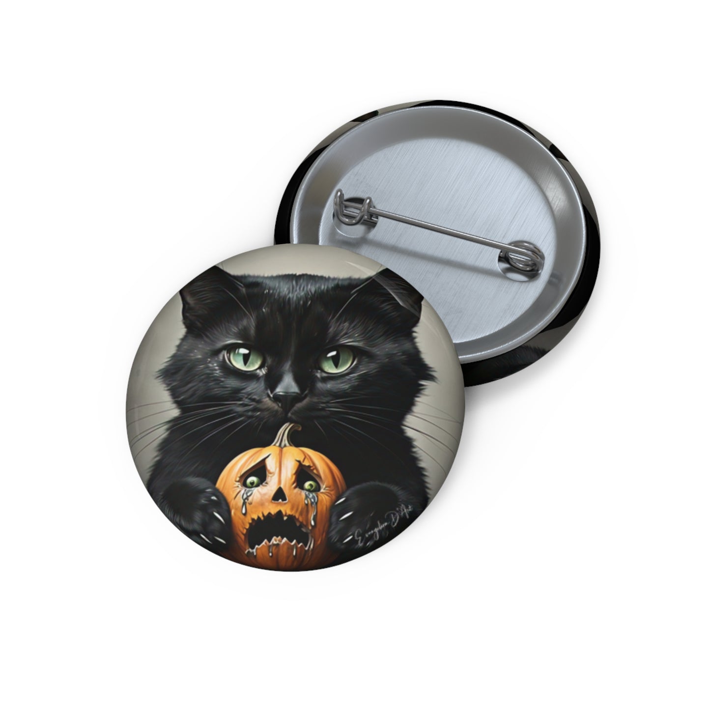 Black Cat Pin Button,Halloween Badge,Custom Pin Buttons,Cat Lover Gift,Haunted