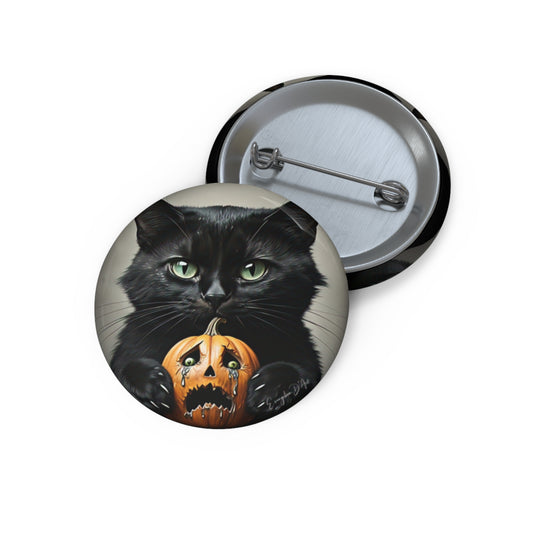Black Cat Pin Button,Halloween Badge,Custom Pin Buttons,Cat Lover Gift,Haunted