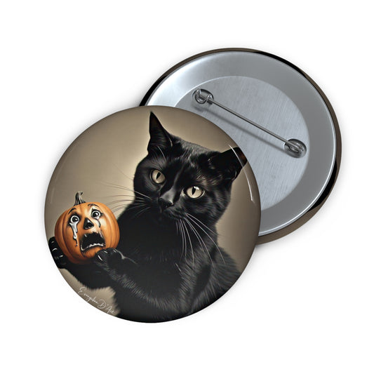 Halloween Black Cat Pin Button,Scary Cat,Holiday Accessory,Spooky,Pumpkin,unique