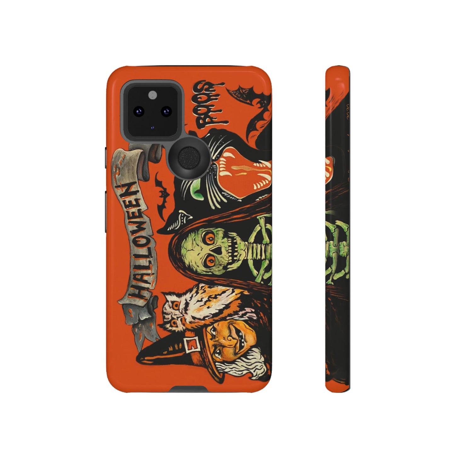 Vintage Halloween Phone Case,Tough Phone Cover,Spooky Accessory, Witch, Cat, Owl