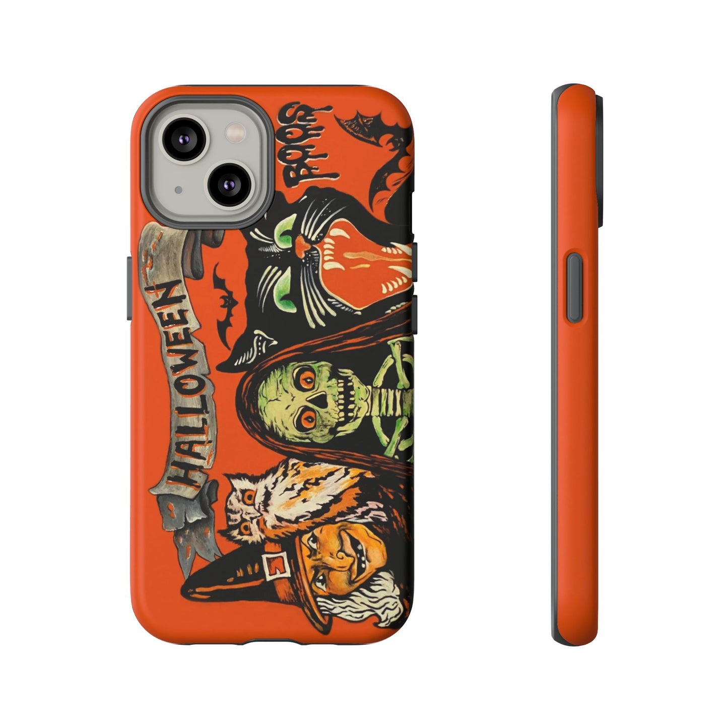 Vintage Halloween Phone Case,Tough Phone Cover,Spooky Accessory, Witch, Cat, Owl