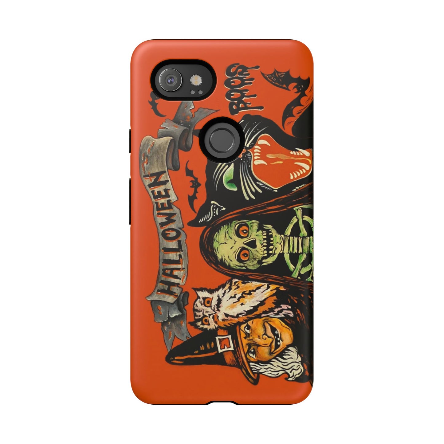 Vintage Halloween Phone Case,Tough Phone Cover,Spooky Accessory, Witch, Cat, Owl