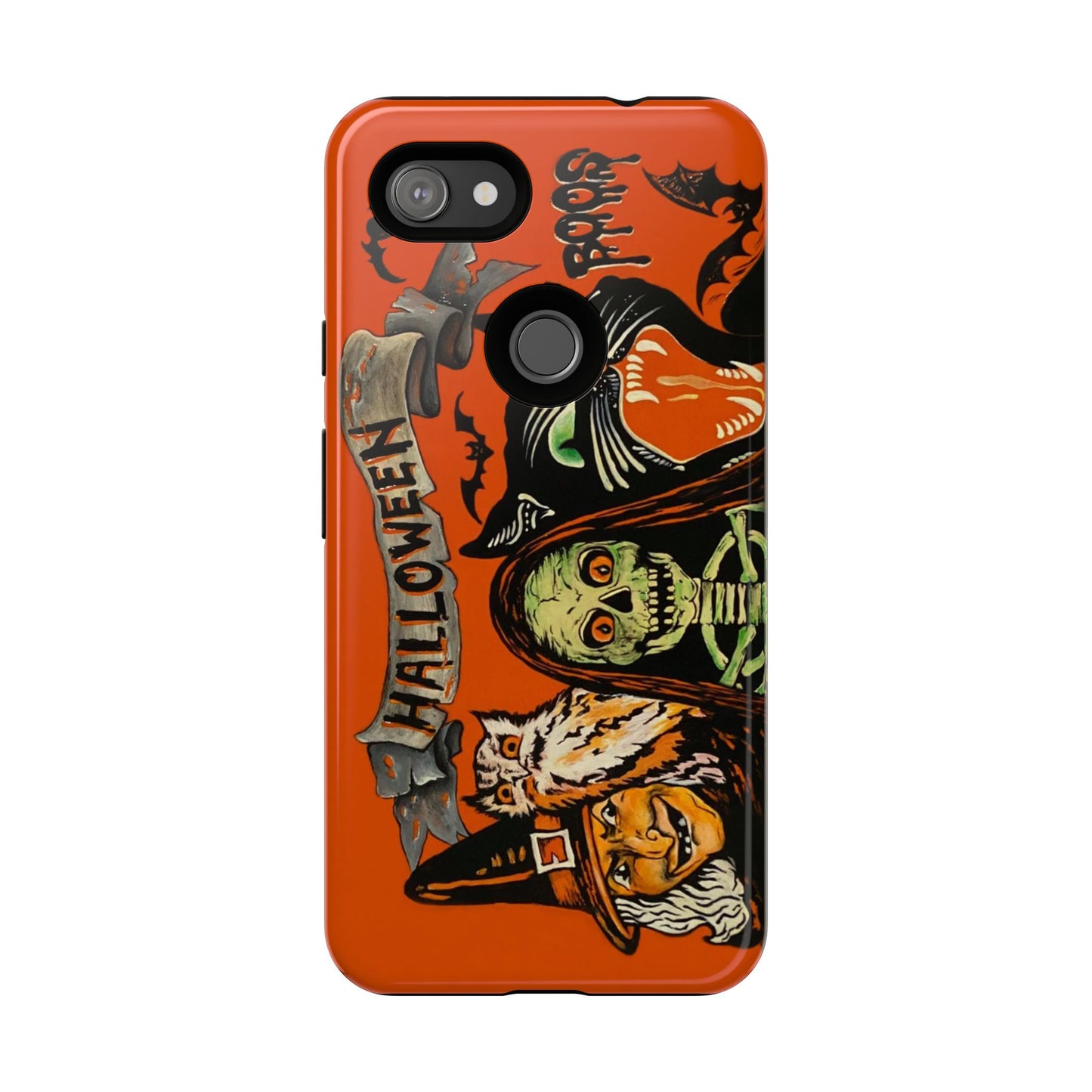 Vintage Halloween Phone Case,Tough Phone Cover,Spooky Accessory, Witch, Cat, Owl