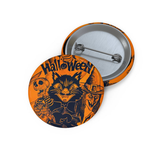 Black cat Pin Button,Skeleton,Witch,Brooch,Retro,Jack-o-lantern,Collectible,Boo