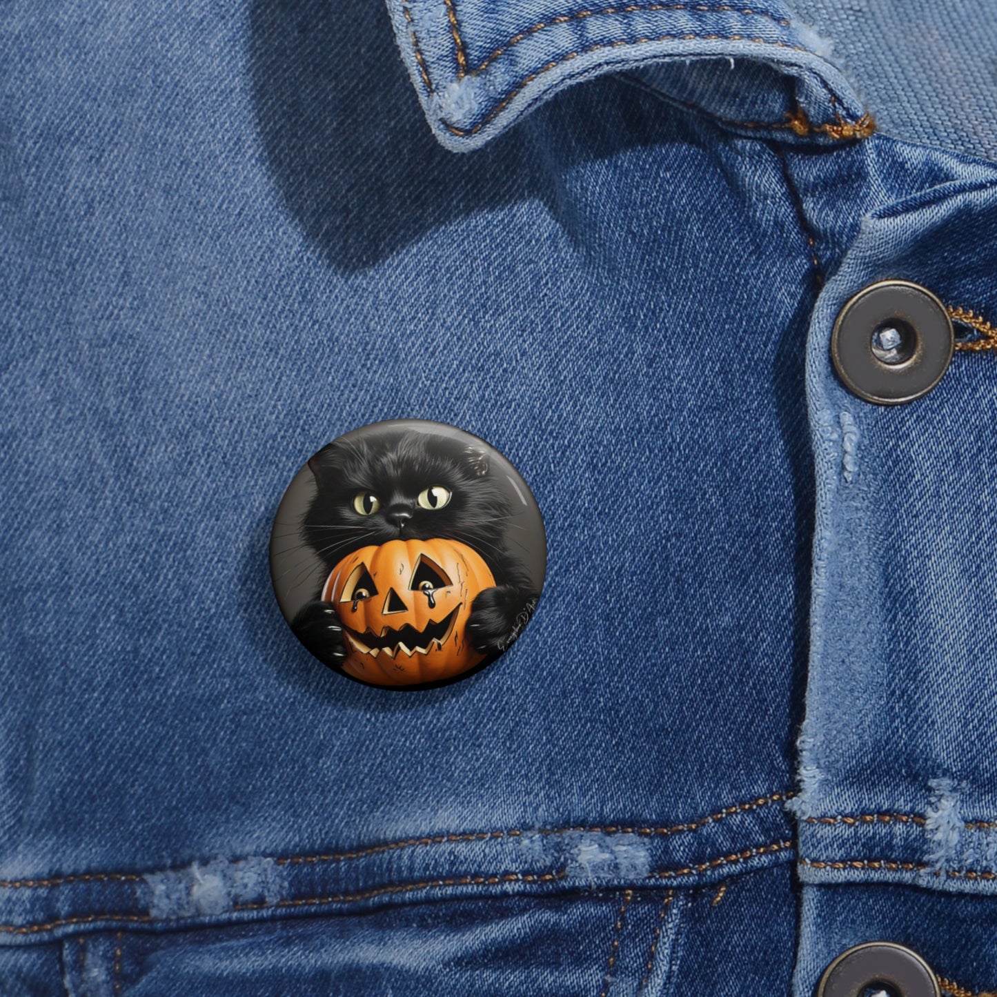 Halloween Black Cat,Pin Button,Brooch,Holiday Gift,Accessory,Trick or Treat,Boo