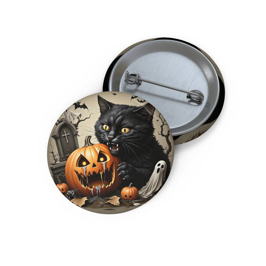 Black Cat Pin Button,Halloween Brooch,Halloween costume,Halloween Collectibles