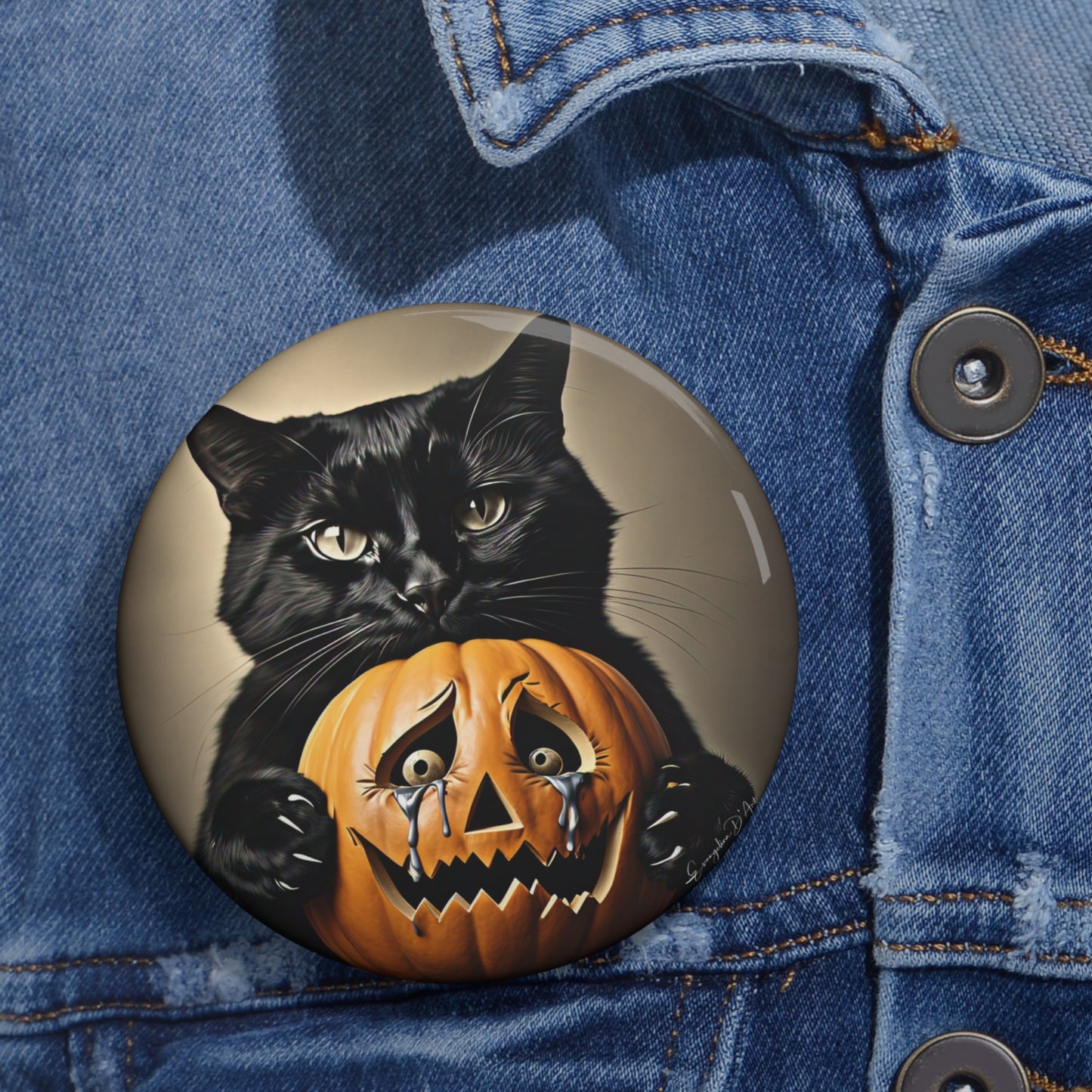 Scary Halloween Pumpkin,Cat Pin Button,Haunted,Brooch,Retro,Holiday Gift,Spooky