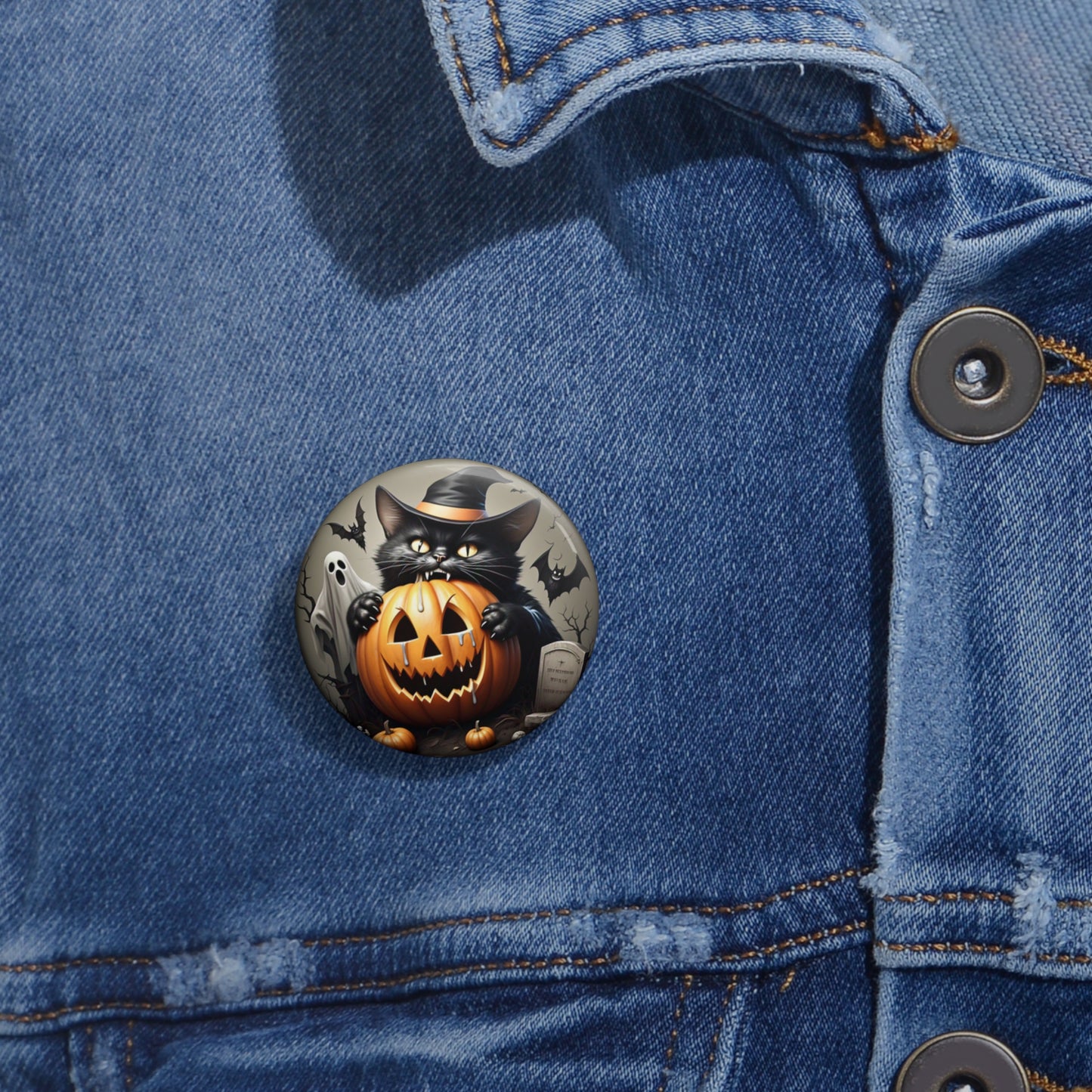 Halloween Black Cat Pin Button,haunted,Brooch,Holiday gift,Accessory,Spooky Pin