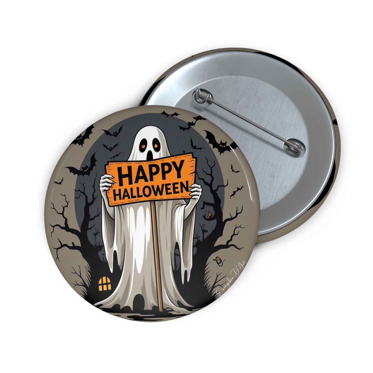 Halloween Ghost Pin Button,Spooky Brooch,Accessory,Creepy Gift,Happy Halloween