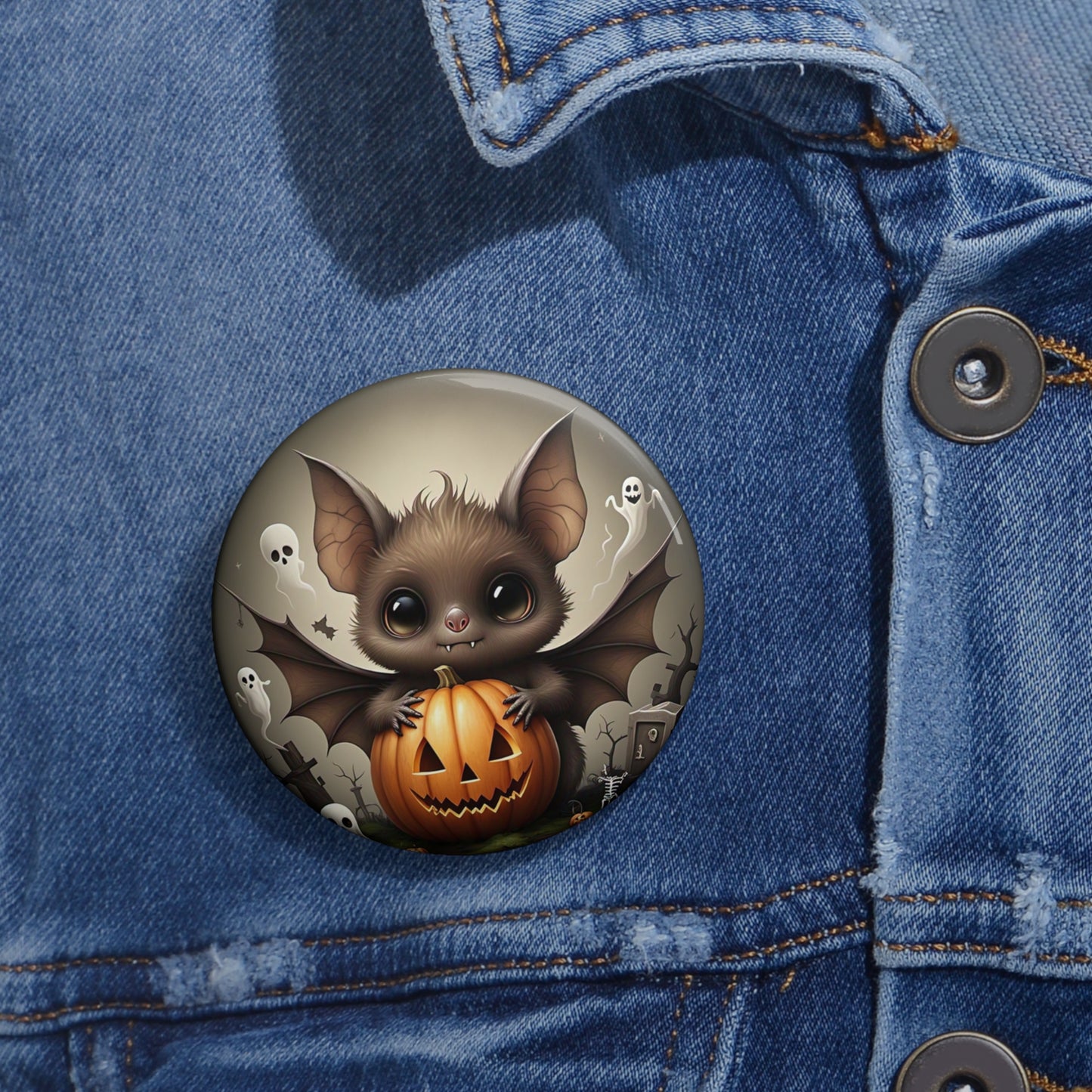 Bat Pin Button,Ghost,Pumpkin,Spooky,Halloween costume,Accessories,Trick or Treat