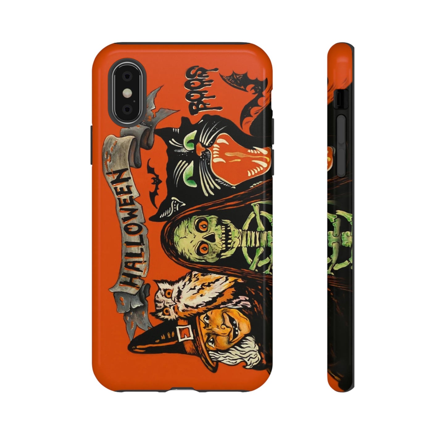 Vintage Halloween Phone Case,Tough Phone Cover,Spooky Accessory, Witch, Cat, Owl