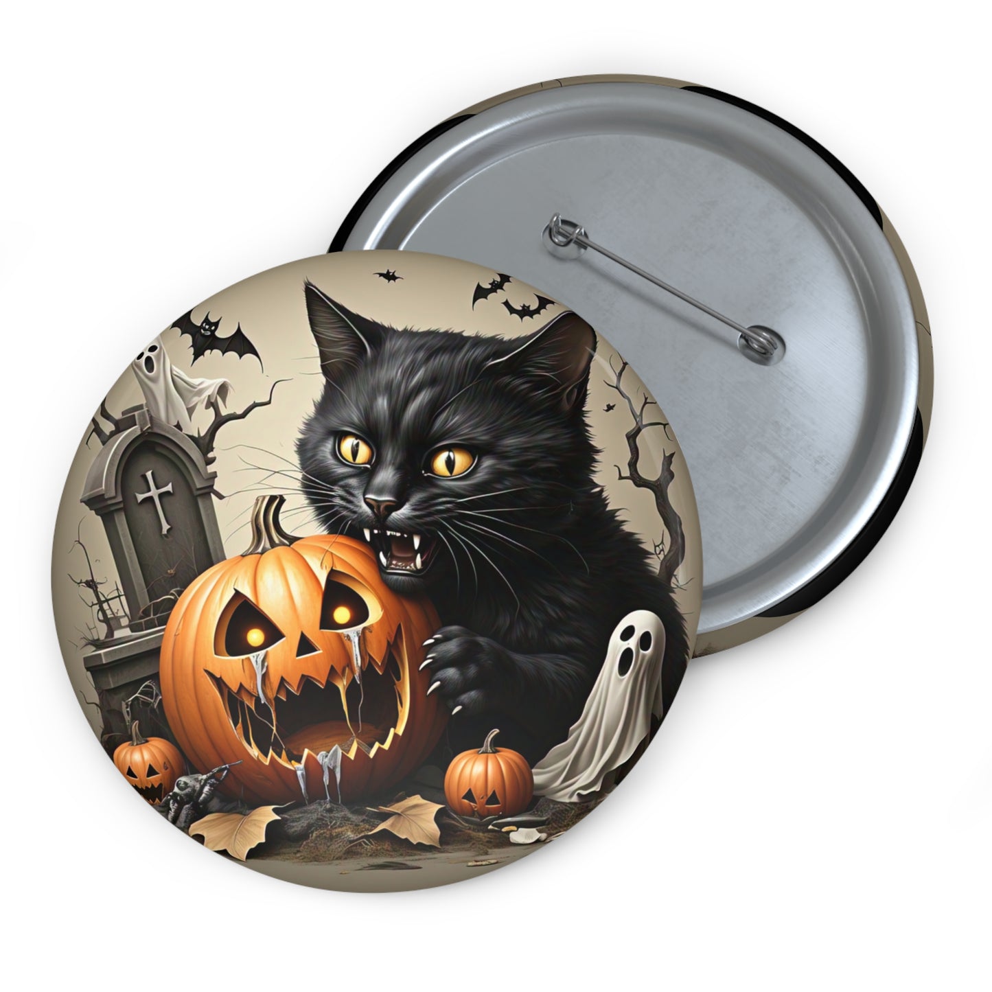 Black Cat Pin Button,Halloween Brooch,Halloween costume,Halloween Collectibles