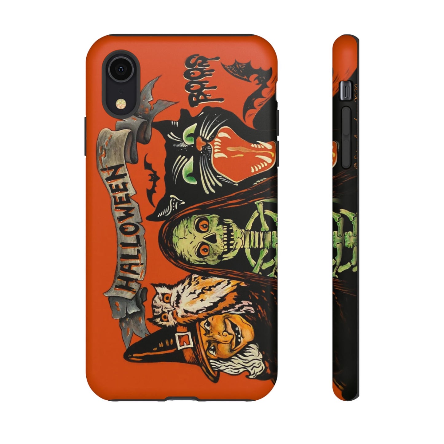 Vintage Halloween Phone Case,Tough Phone Cover,Spooky Accessory, Witch, Cat, Owl