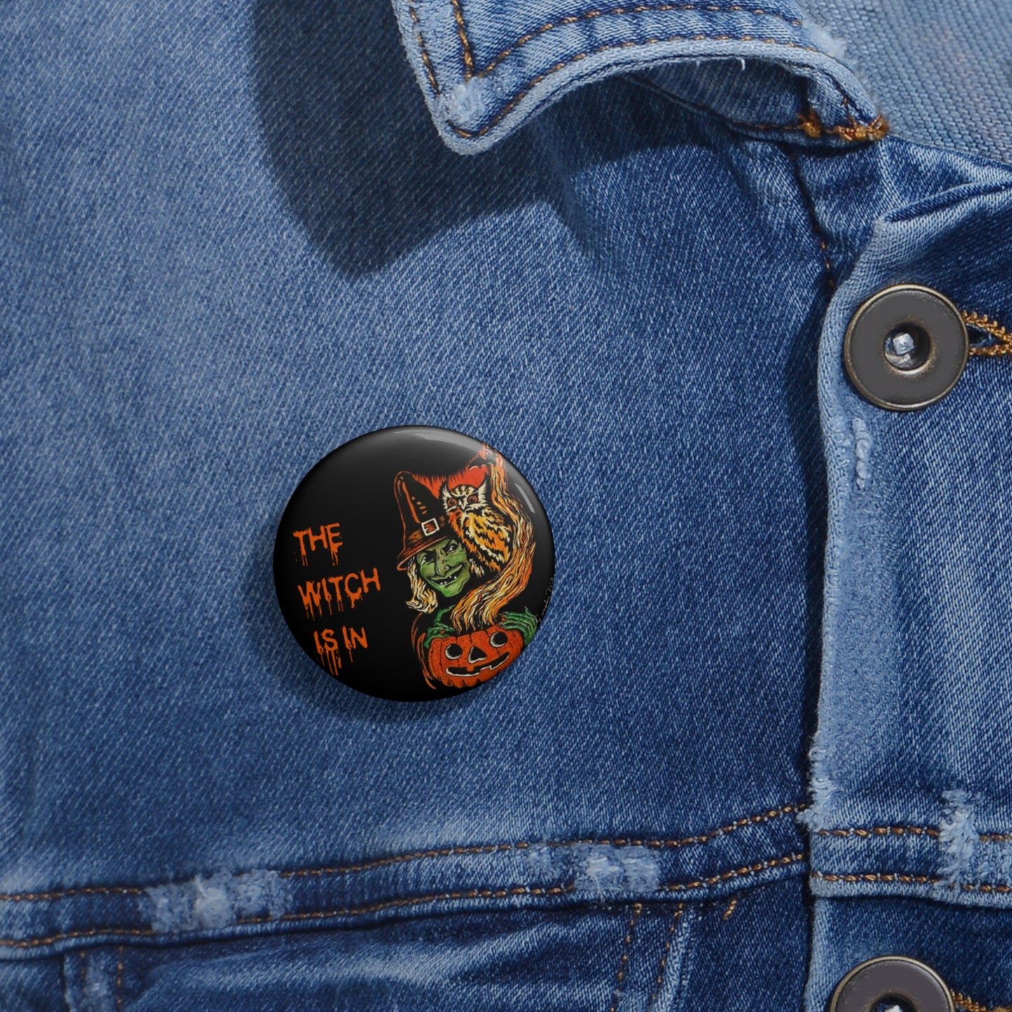 Halloween Witch Pin Buttons,,Trick or Treat Badge,Pumpkin,Owl,Creepy Gift,Retro