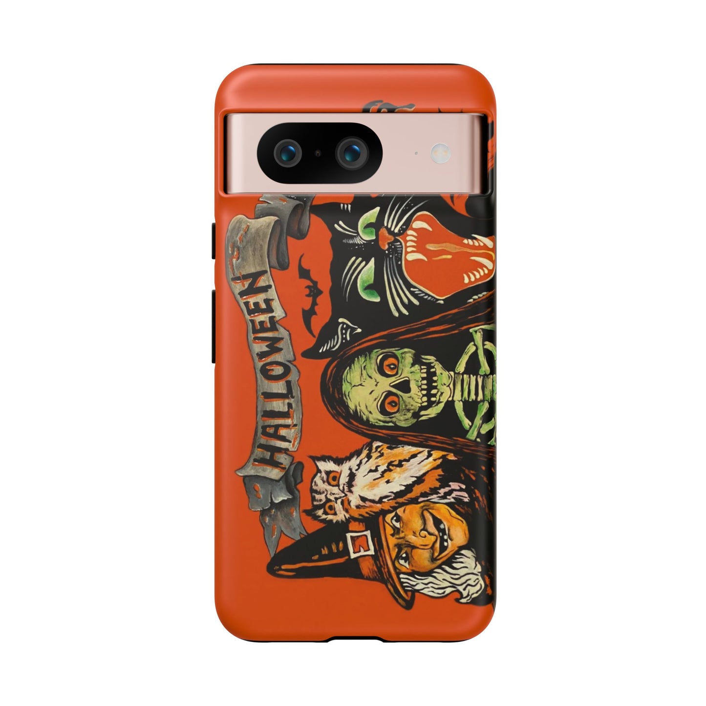 Vintage Halloween Phone Case,Tough Phone Cover,Spooky Accessory, Witch, Cat, Owl