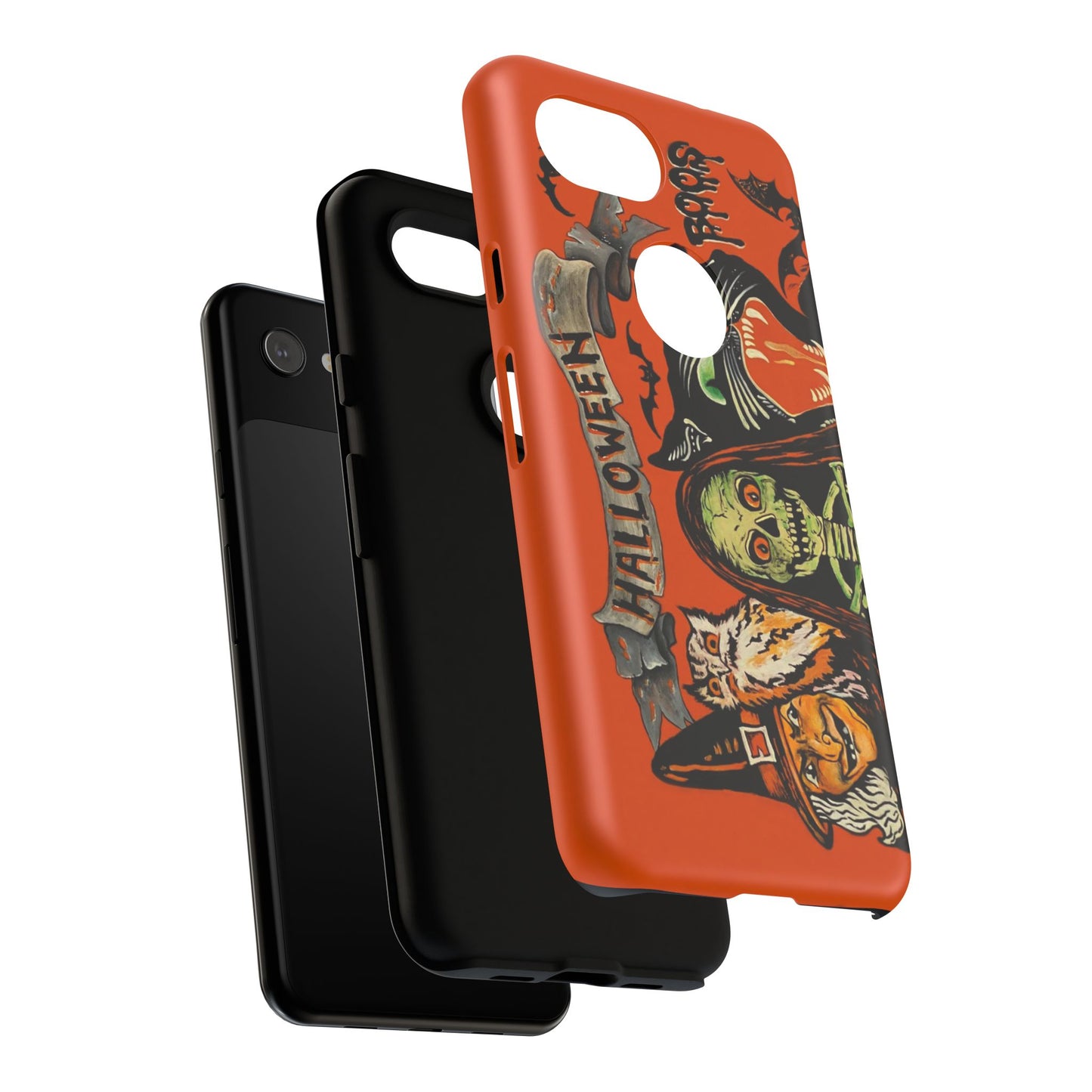 Vintage Halloween Phone Case,Tough Phone Cover,Spooky Accessory, Witch, Cat, Owl