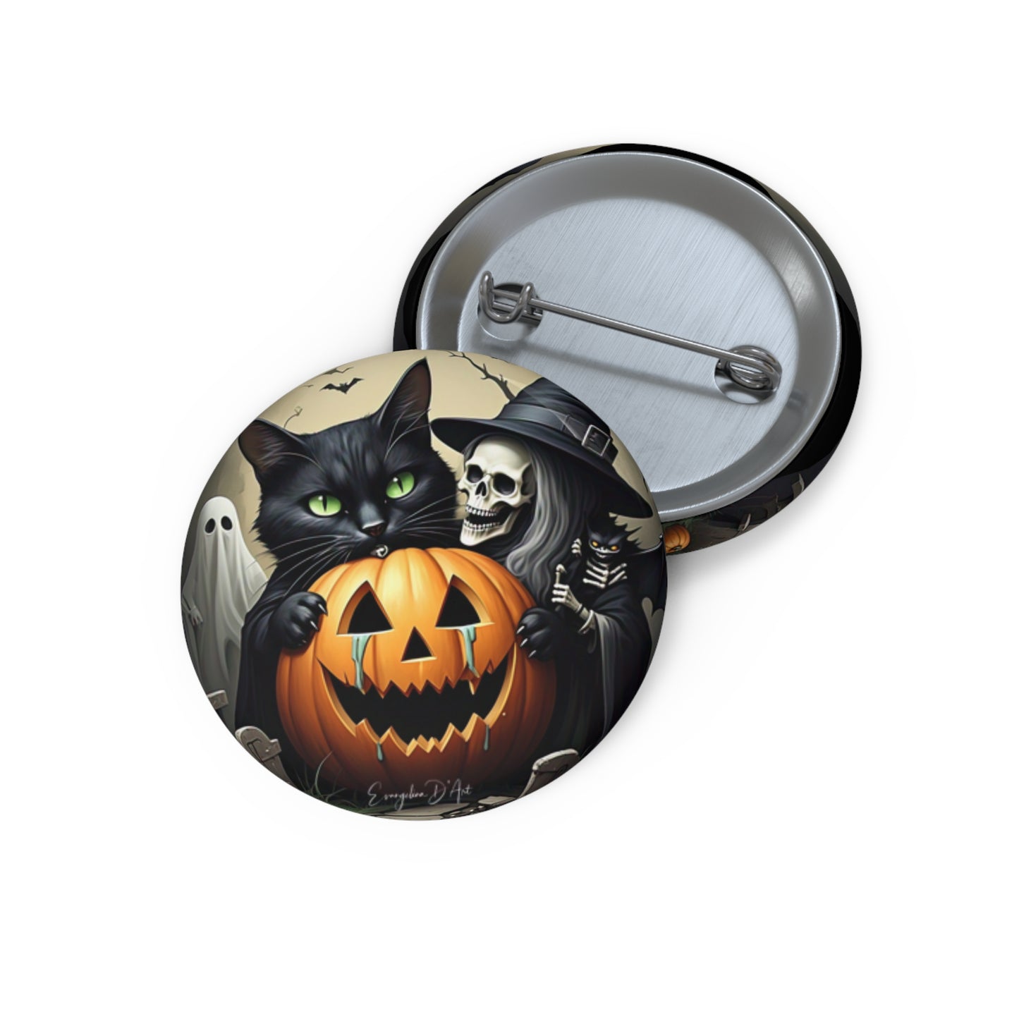 Halloween Black Cat Pin Button,Witch Brooch,Haunted,Accessory,Spooky,Ghost,Gift