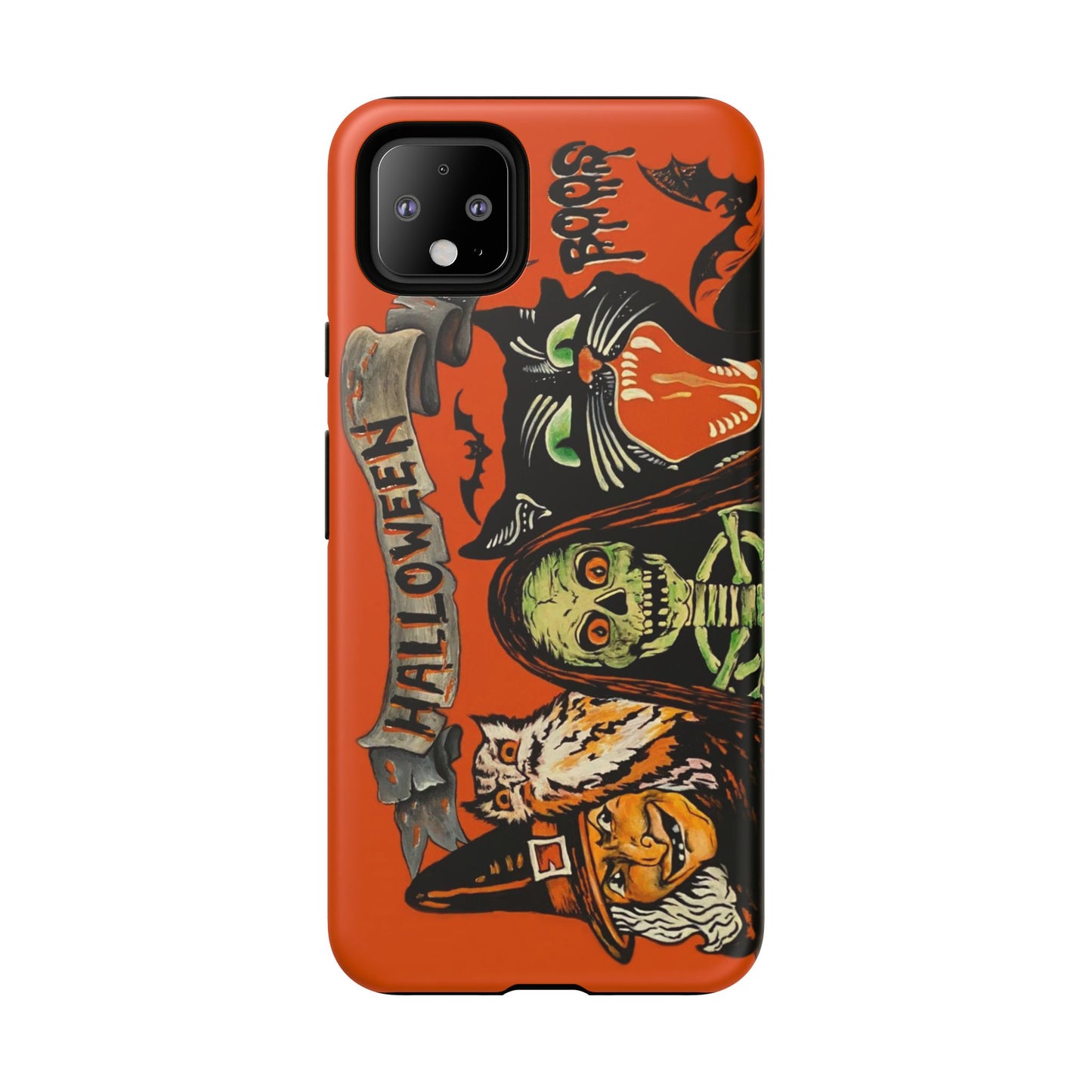 Vintage Halloween Phone Case,Tough Phone Cover,Spooky Accessory, Witch, Cat, Owl