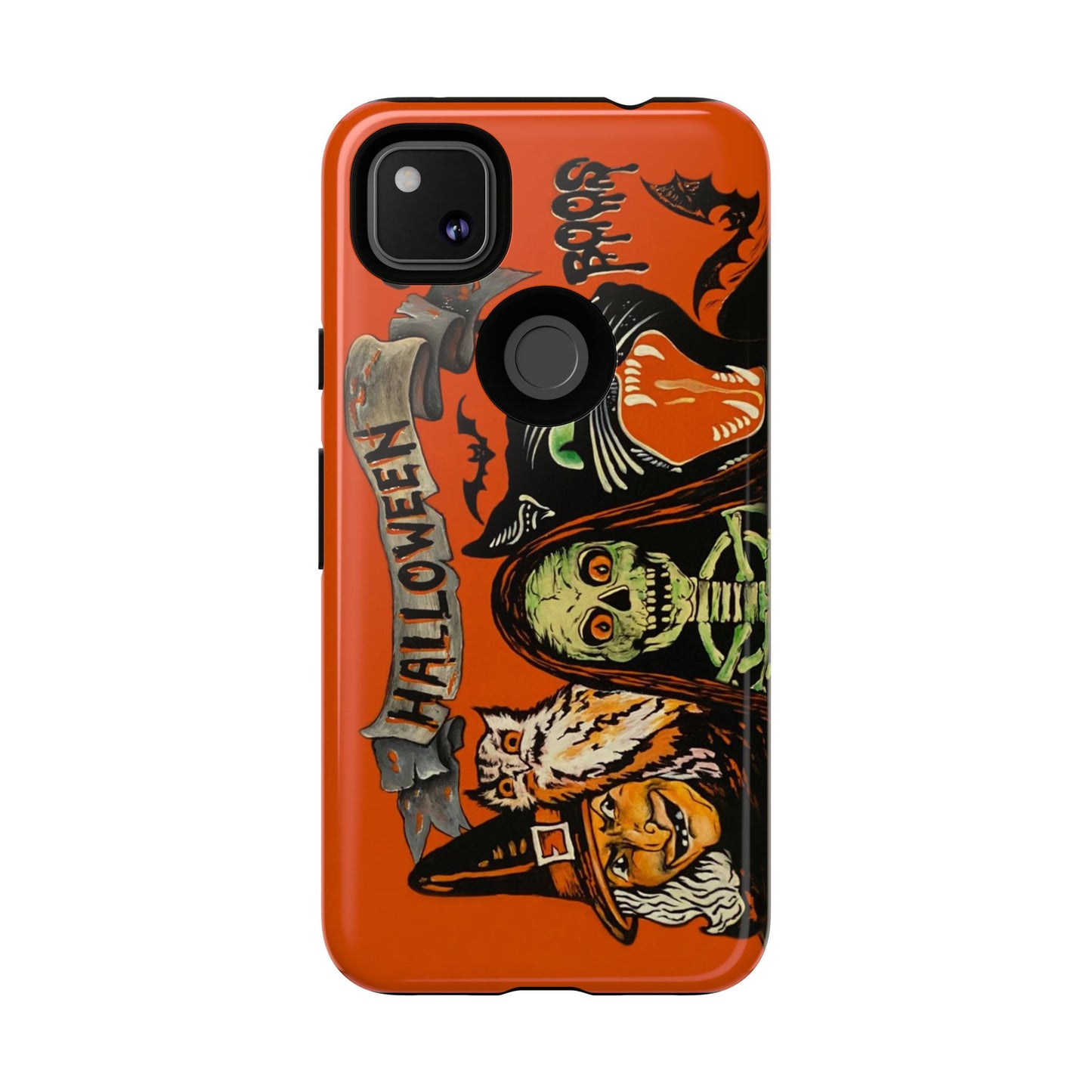 Vintage Halloween Phone Case,Tough Phone Cover,Spooky Accessory, Witch, Cat, Owl