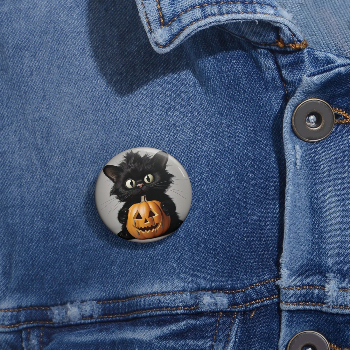 Cute Black Cat,Halloween Pin Button,Scary Brooch,Custom Pin Badge,Cat Lover Gift
