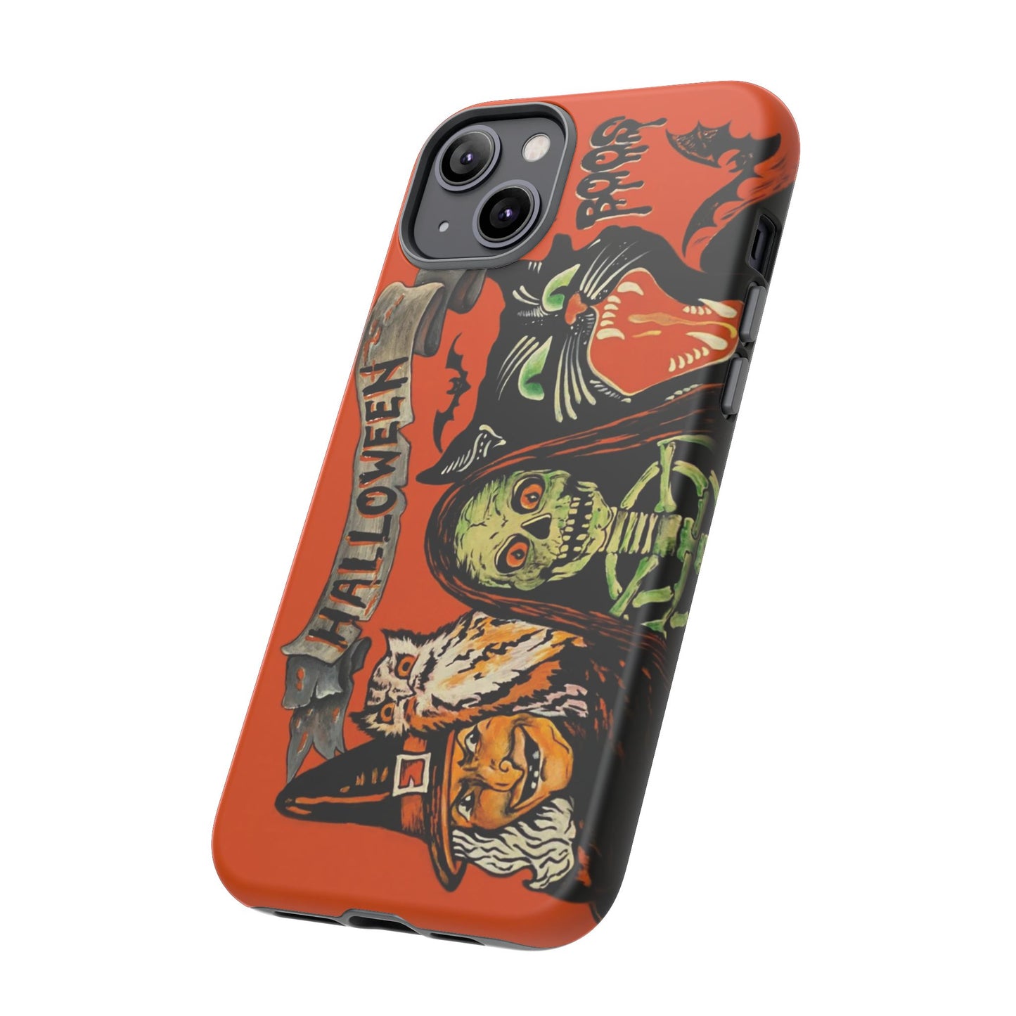 Vintage Halloween Phone Case,Tough Phone Cover,Spooky Accessory, Witch, Cat, Owl