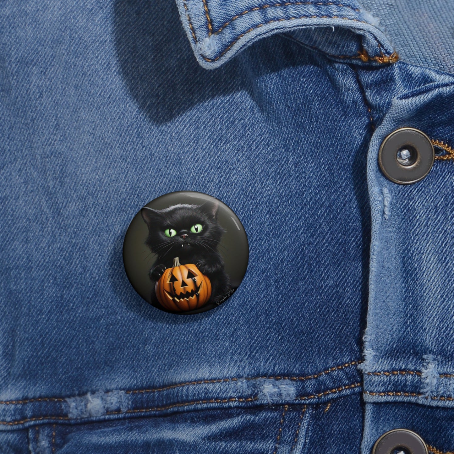 Halloween Gift,Cute Black Cat Pin Button,Cat Gift,Spooky Badge,Witchy Accessory