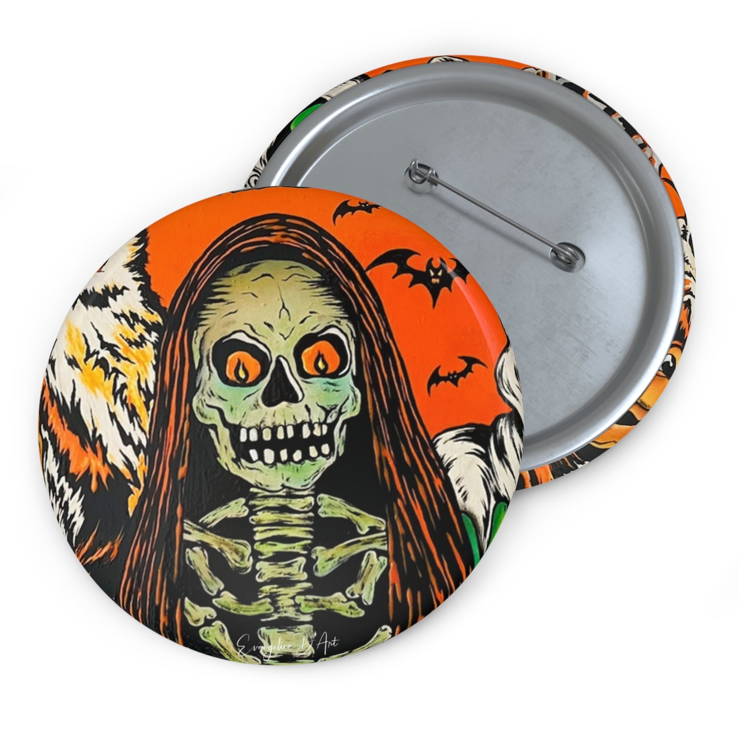 Vintage Halloween Skeleton Pin Button,Owl,Halloween costume,collectibles,retro