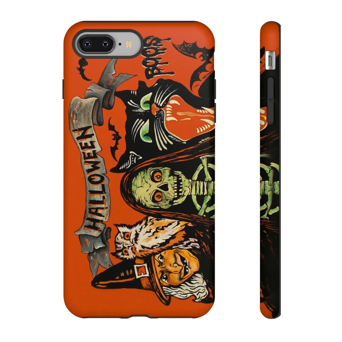 Vintage Halloween Phone Case,Tough Phone Cover,Spooky Accessory, Witch, Cat, Owl