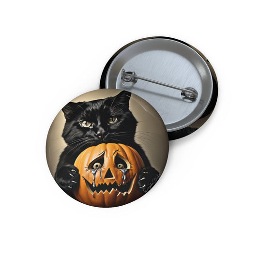 Scary Halloween Pumpkin,Cat Pin Button,Haunted,Brooch,Retro,Holiday Gift,Spooky
