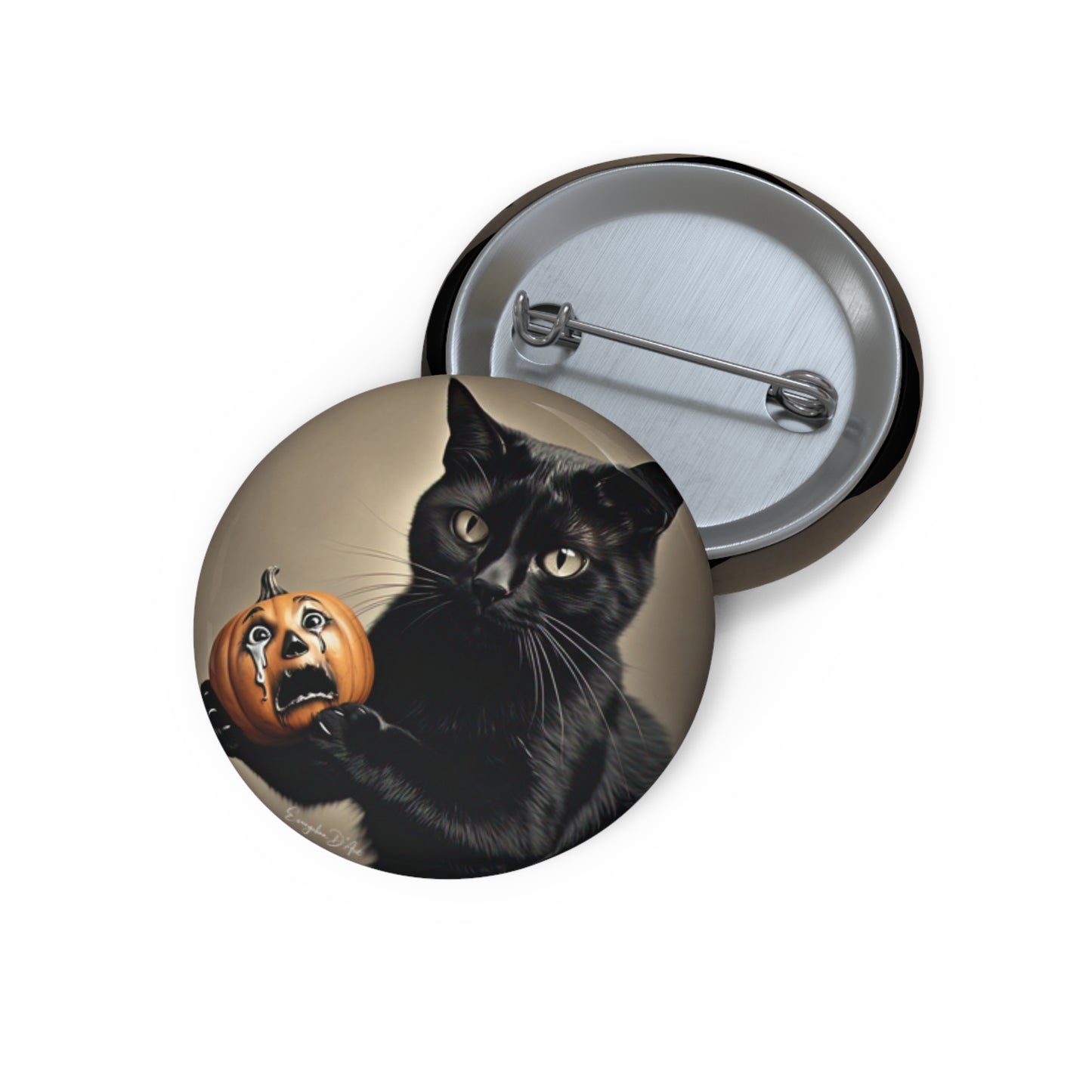 Halloween Black Cat Pin Button,Scary Cat,Holiday Accessory,Spooky,Pumpkin,unique