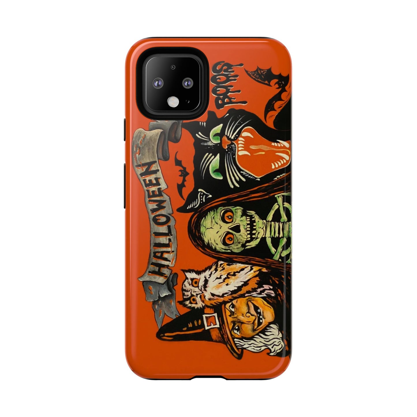 Vintage Halloween Phone Case,Tough Phone Cover,Spooky Accessory, Witch, Cat, Owl
